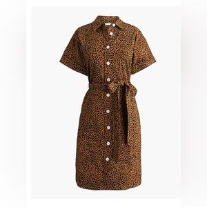 J. Crew Factory Brown Leopard Print Shirt Dress